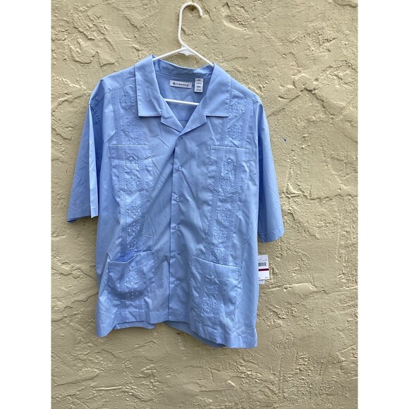 Button down blue Cuban style shirt NWT Cubavera sz XXL - Picture 1 of 8